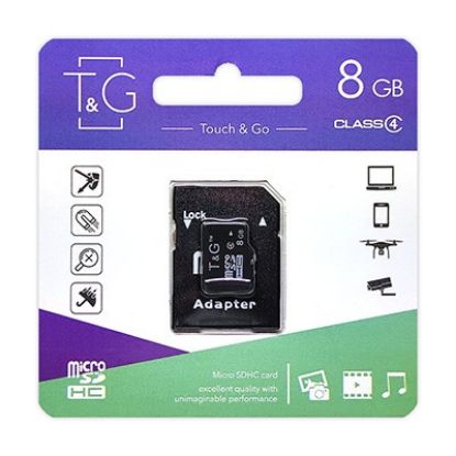  Зображення Карта пам`ятi MicroSDHC 8GB Class 4 T&G + SD-adapter (TG-8GBSDCL4-01) 